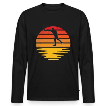 Boxen Retro - Männer Premium Bio Langarmshirt - Schwarz - Vorne - Nico (187cm)