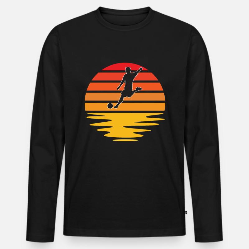 Fußball Retro - Männer Premium Bio Langarmshirt - Schwarz