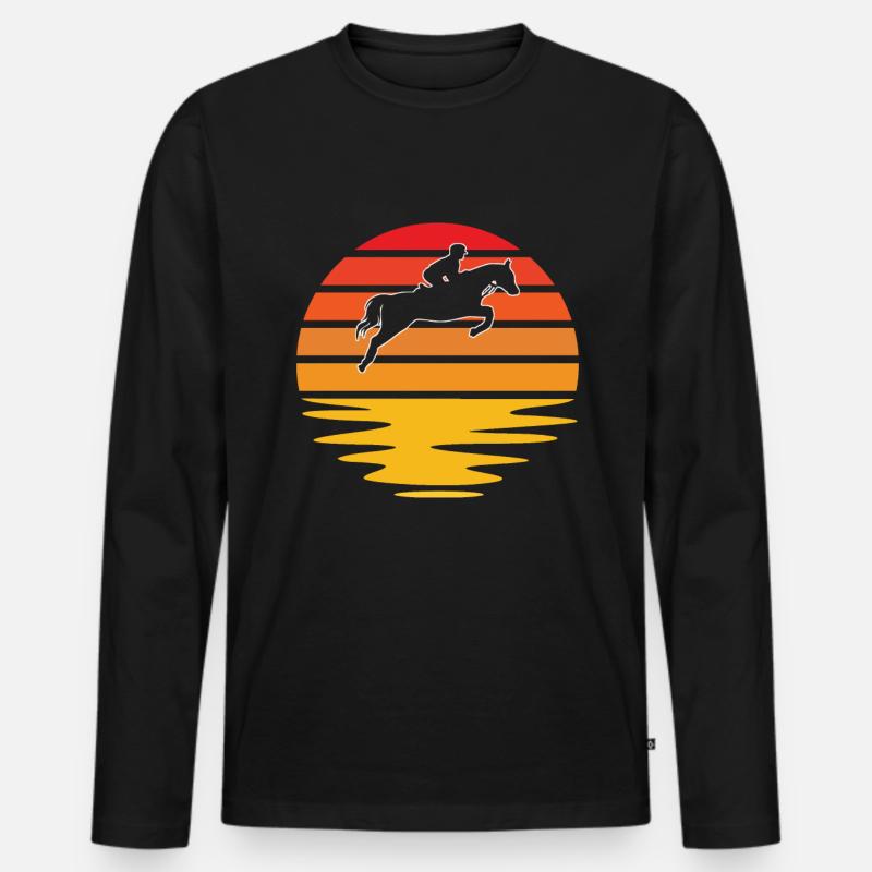 Pferde Retro - Männer Premium Bio Langarmshirt - Schwarz