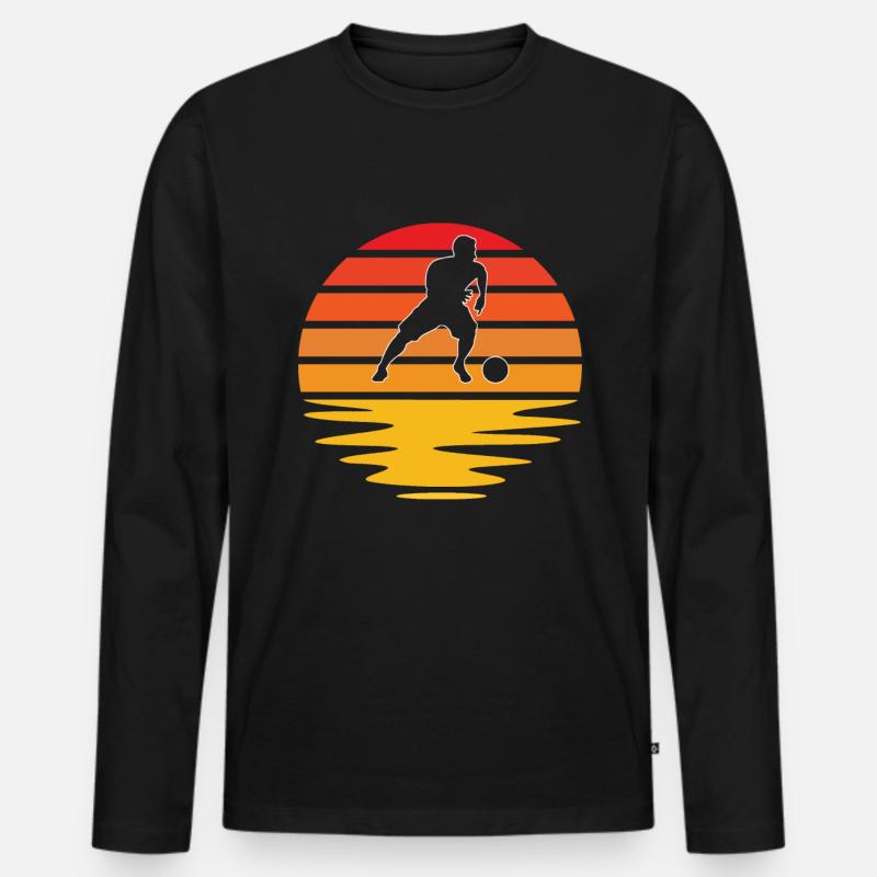 Fußball Retro - Männer Premium Bio Langarmshirt - Schwarz