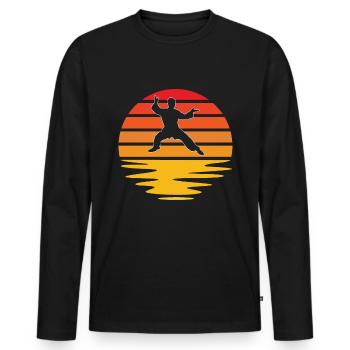 Kampfsport Retro - Männer Premium Bio Langarmshirt - Schwarz - Vorne - Nico (187cm)