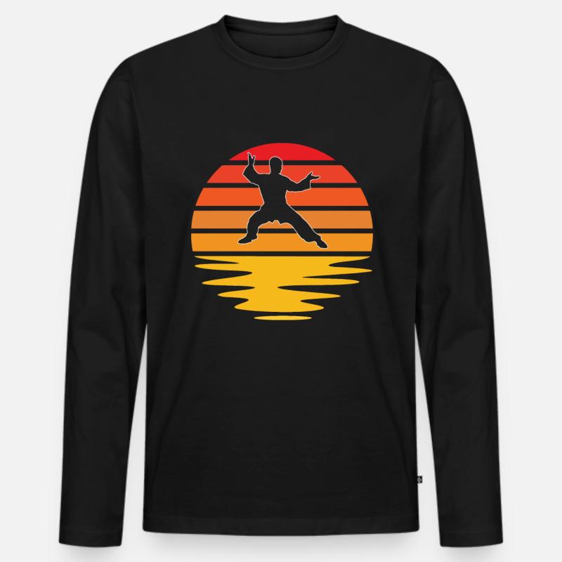 Kampfsport Retro - Männer Premium Bio Langarmshirt - Schwarz
