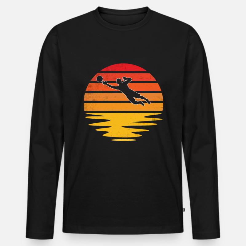 Torwart Retro - Männer Premium Bio Langarmshirt - Schwarz