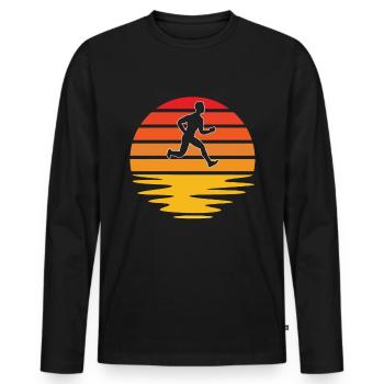 Jogging Rétro - T-shirt manches longues Premium bio Homme - noir - Devant - Nico (187cm)