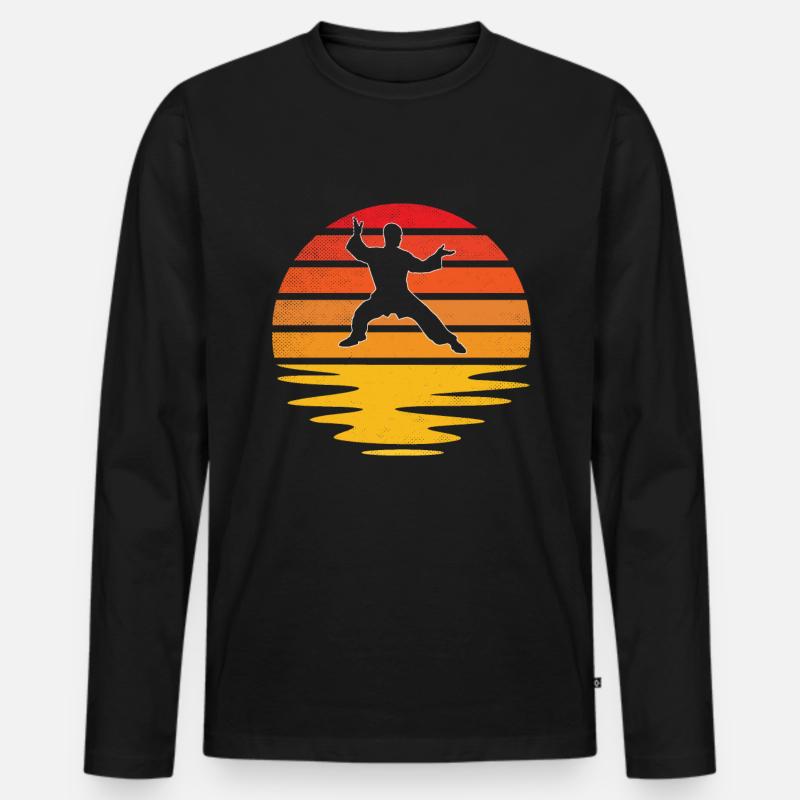 Kampfsport Retro - Männer Premium Bio Langarmshirt - Schwarz