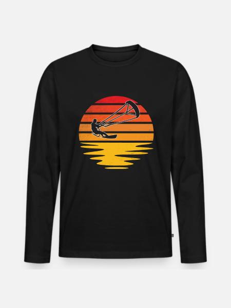 Kite Surf Retro - Men's Premium Organic Long Sleeve Shirt - black