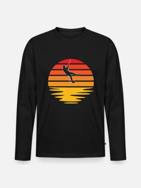 Climbing Retro - Men's Premium Organic Long Sleeve Shirt - black