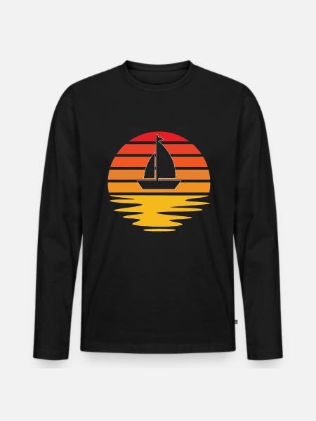 Sailing Retro - Men's Premium Organic Long Sleeve Shirt - black