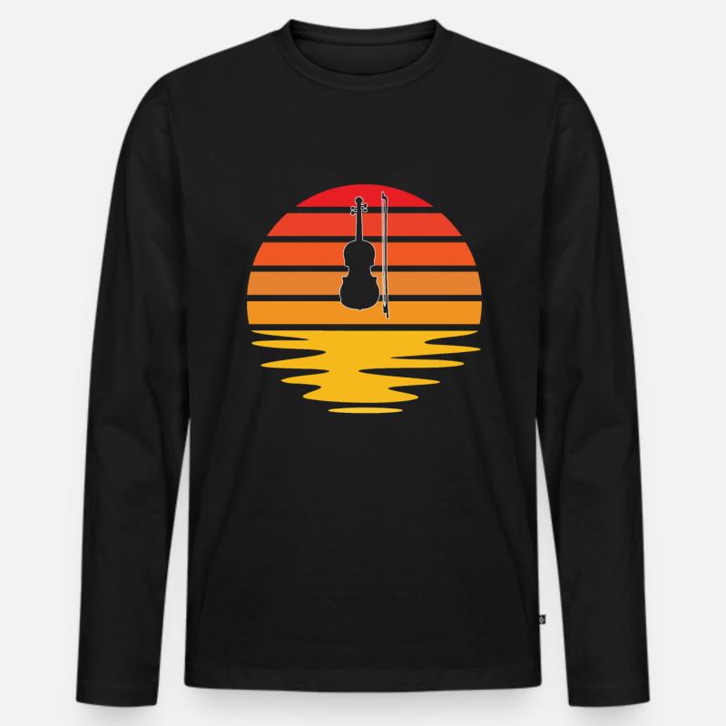 Geige Retro - Männer Premium Bio Langarmshirt - Schwarz