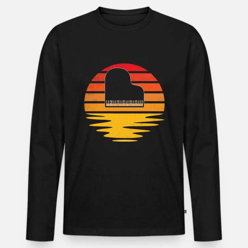 Klavier Retro - Männer Premium Bio Langarmshirt - Schwarz