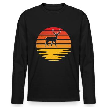Hirsch Retro - Men's Premium Organic Long Sleeve Shirt - black - Front - Nico (187cm)