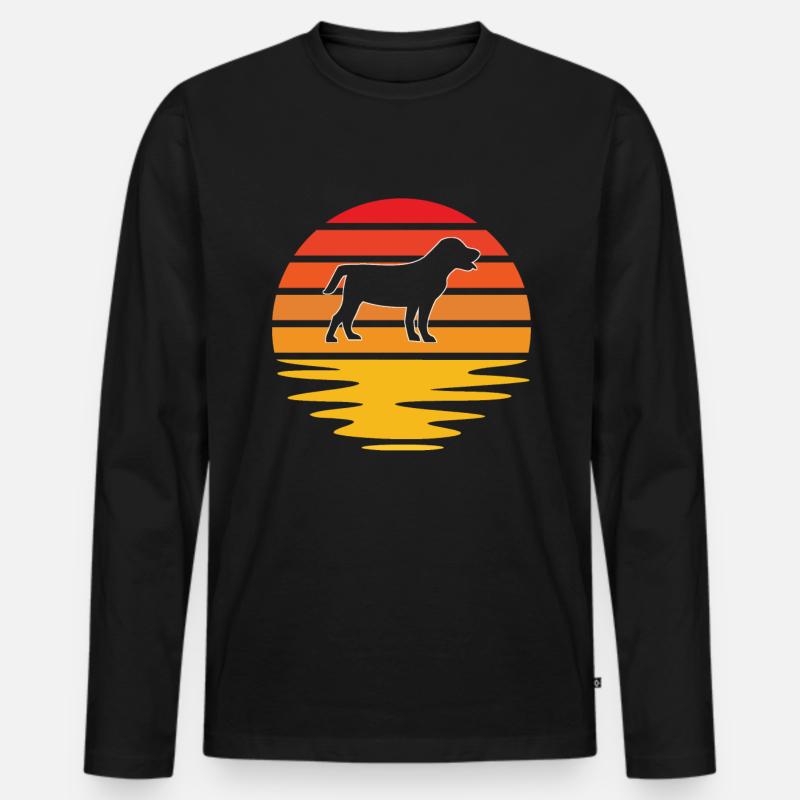 Hund Retro - Männer Premium Bio Langarmshirt - Schwarz