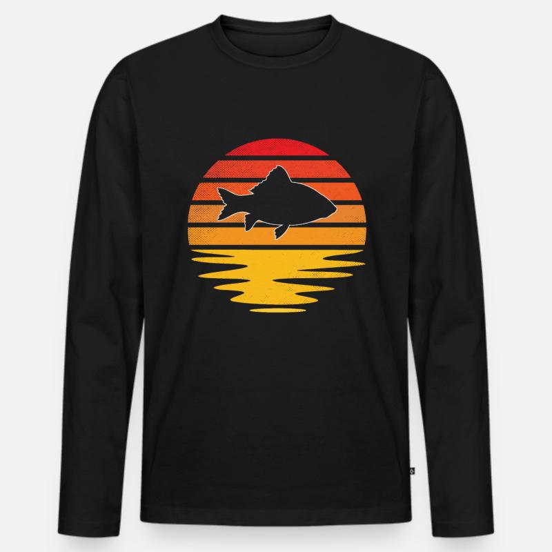Fisch Retro - Männer Premium Bio Langarmshirt - Schwarz