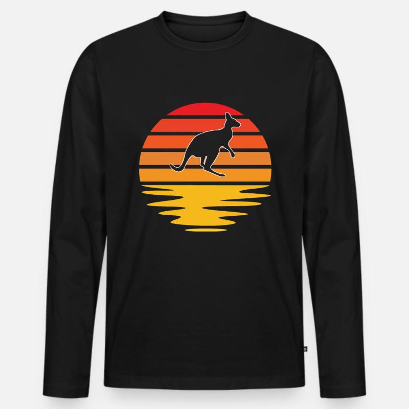 Känguru Retro - Männer Premium Bio Langarmshirt - Schwarz