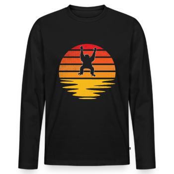 Gorilla Rétro - T-shirt manches longues Premium bio Homme - noir - Devant - Nico (187cm)