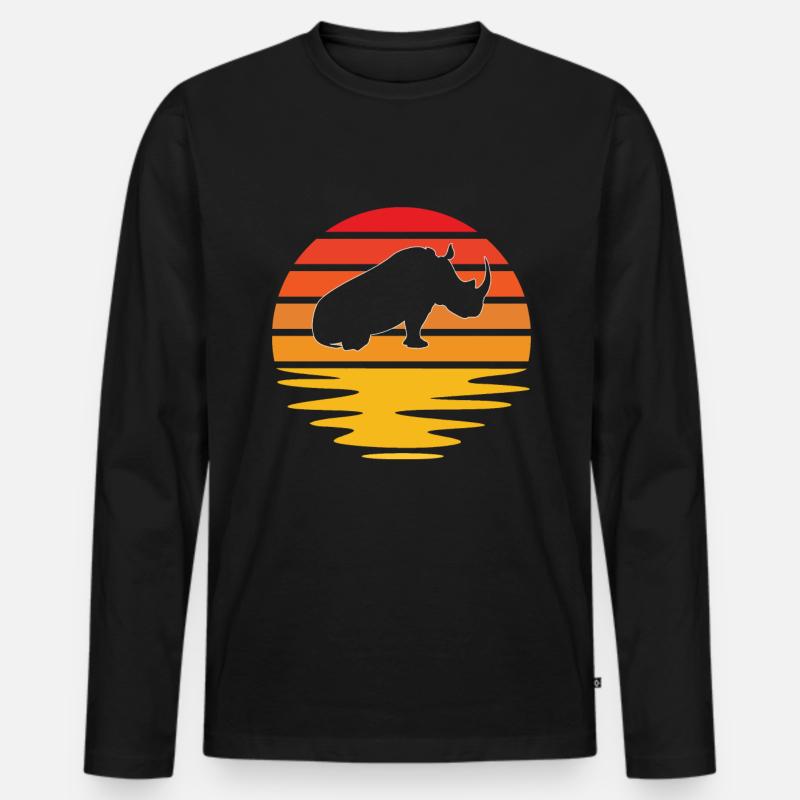 Nashorn Retro - Männer Premium Bio Langarmshirt - Schwarz