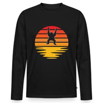 Gorilla Rétro - T-shirt manches longues Premium bio Homme - noir - Devant - Nico (187cm)