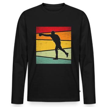 Boxing Retro - Men's Premium Organic Long Sleeve Shirt - black - Front - Nico (187cm)