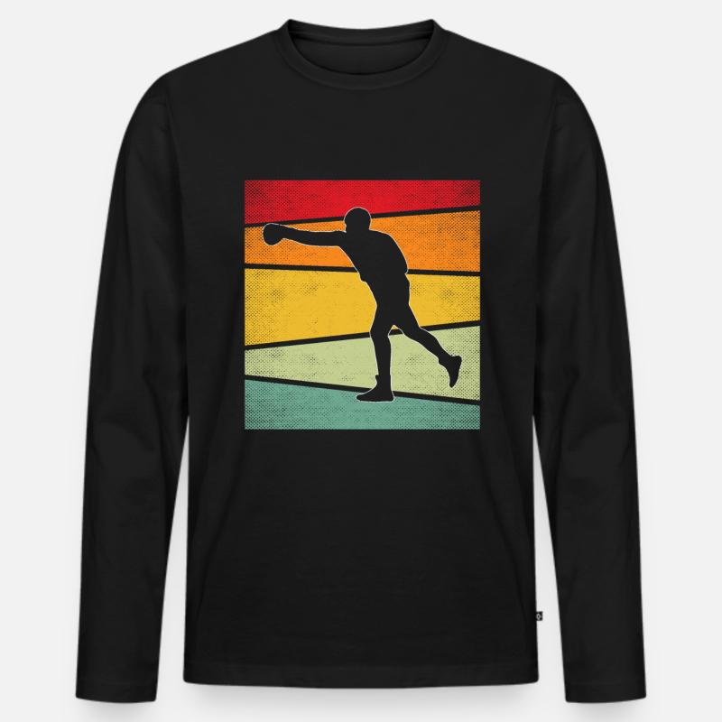 Boxen Retro - Männer Premium Bio Langarmshirt - Schwarz