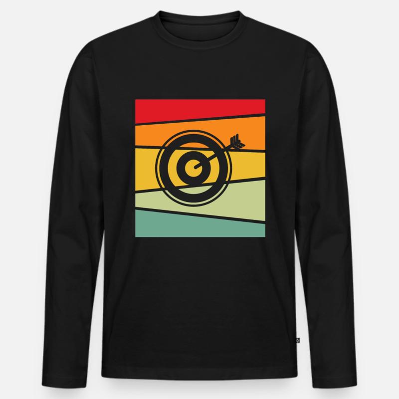 Darts Retro - Männer Premium Bio Langarmshirt - Schwarz