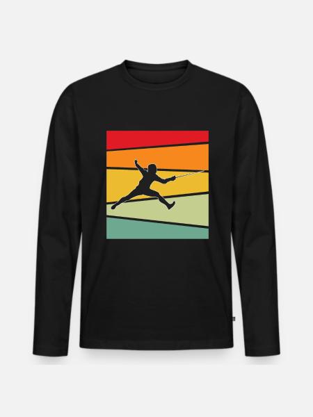 Fencing Retro - Men's Premium Organic Long Sleeve Shirt - black