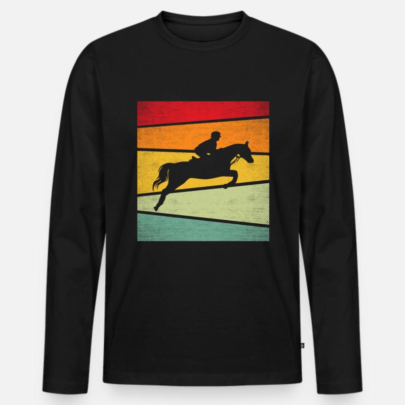 Pferd Retro - Männer Premium Bio Langarmshirt - Schwarz