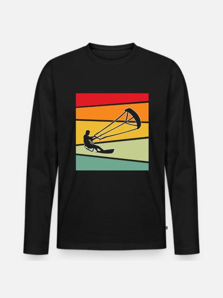 Kite Surfing Retro - Men's Premium Organic Long Sleeve Shirt - black