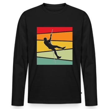 Klettern Retro - Männer Premium Bio Langarmshirt - Schwarz - Vorne - Nico (187cm)