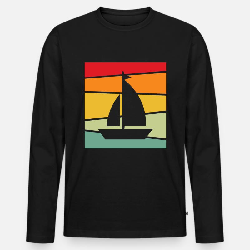 Segeln Retro - Männer Premium Bio Langarmshirt - Schwarz