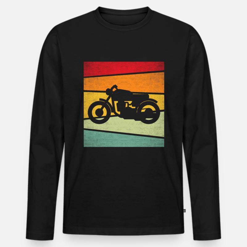 Motorrad Retro - Männer Premium Bio Langarmshirt - Schwarz
