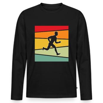 Jogging Rétro - T-shirt manches longues Premium bio Homme - noir - Devant - Nico (187cm)
