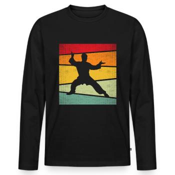 Arts Martiaux Rétro - T-shirt manches longues Premium bio Homme - noir - Devant - Nico (187cm)