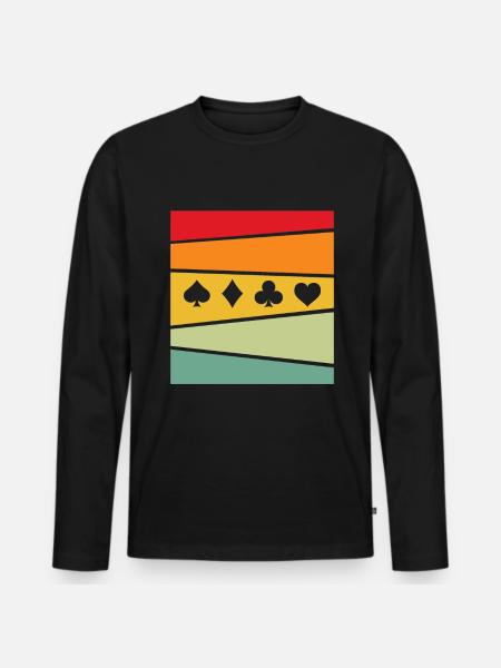 Poker Rétro - T-shirt manches longues Premium bio Homme - noir