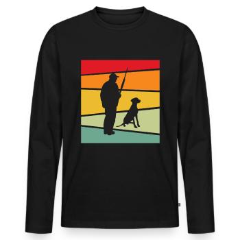 Chasse rétro - T-shirt manches longues Premium bio Homme - noir - Devant - Nico (187cm)