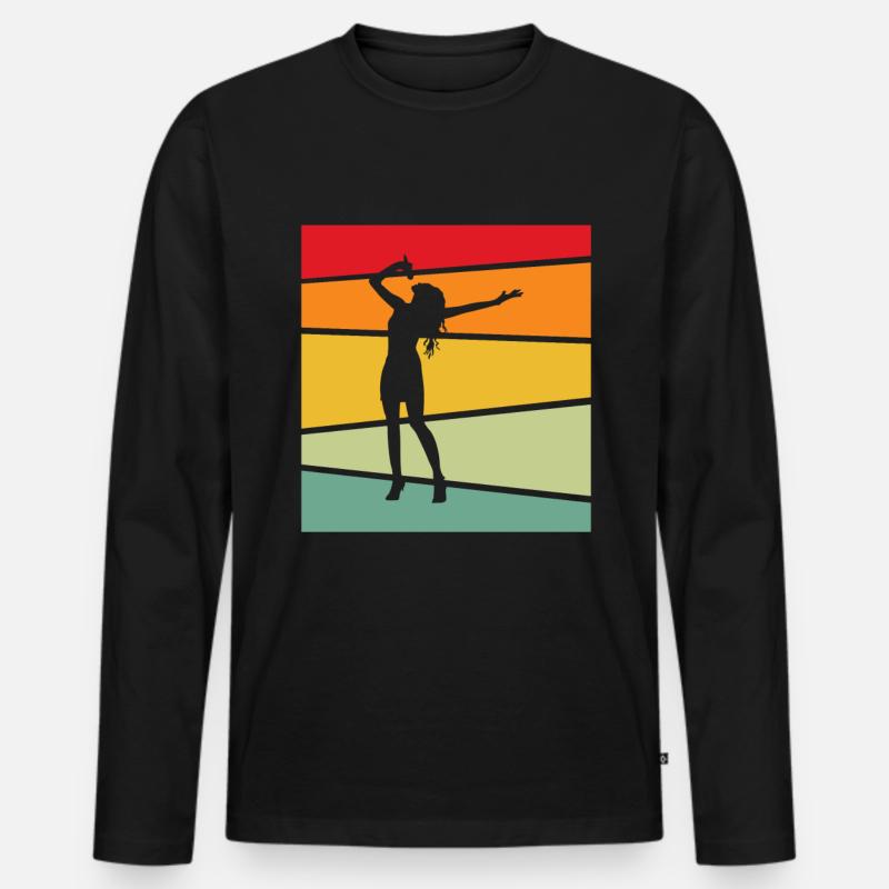 Singen Retro - Männer Premium Bio Langarmshirt - Schwarz