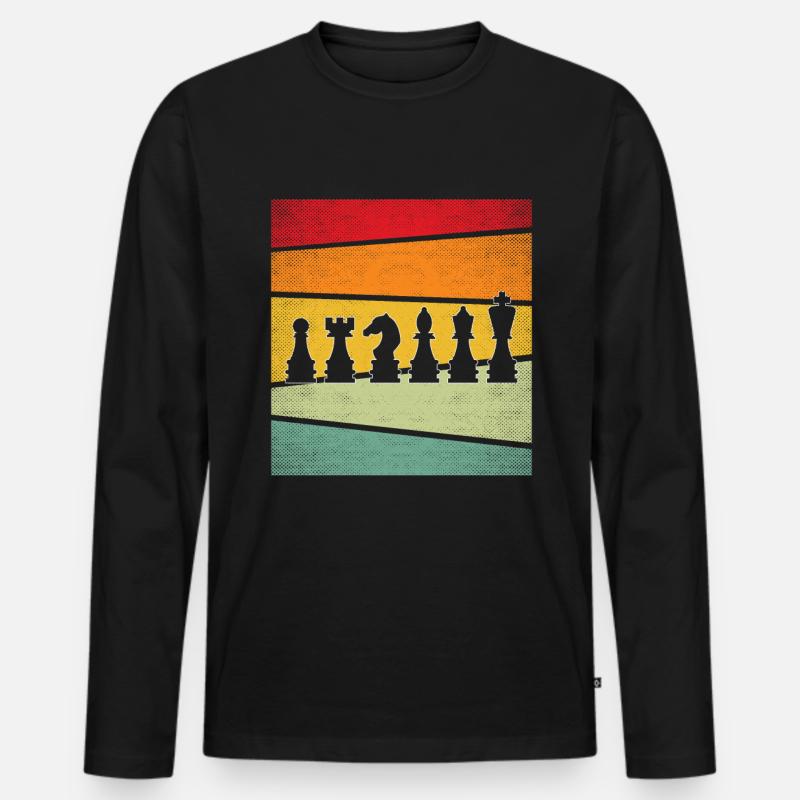 Schach retro - Männer Premium Bio Langarmshirt - Schwarz