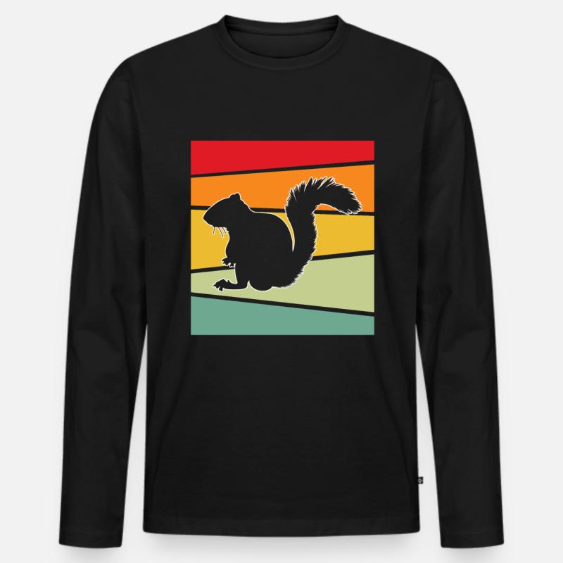 Eichhörnchen retro - Männer Premium Bio Langarmshirt - Schwarz