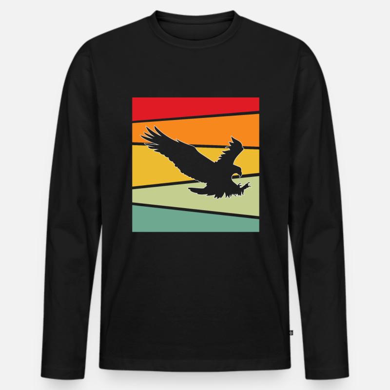 Adler Retro - Männer Premium Bio Langarmshirt - Schwarz