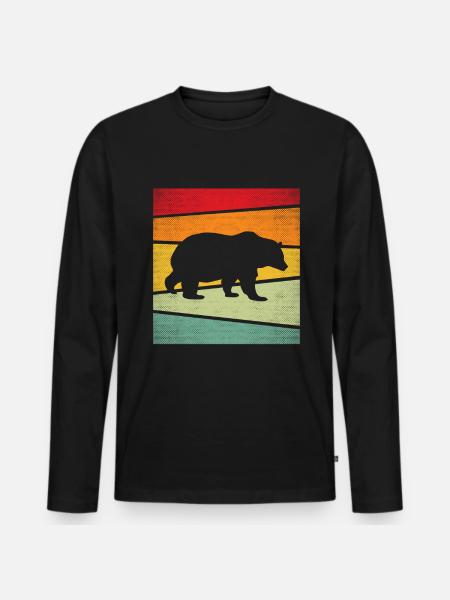 Bear Retro - Men's Premium Organic Long Sleeve Shirt - black
