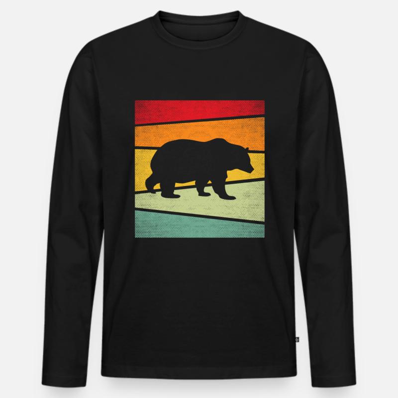 Bär Retro - Männer Premium Bio Langarmshirt - Schwarz