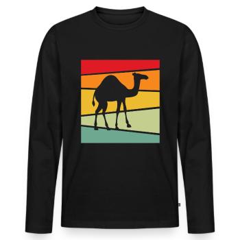 Rétro Dromadaire - T-shirt manches longues Premium bio Homme - noir - Devant - Nico (187cm)