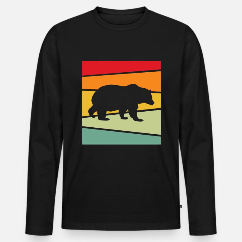 Bär Retro - Männer Premium Bio Langarmshirt - Schwarz