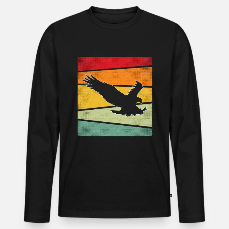 Adler Retro - Männer Premium Bio Langarmshirt - Schwarz