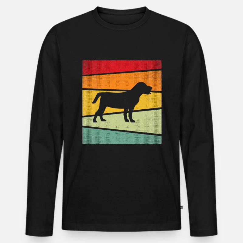 Hund Retro - Männer Premium Bio Langarmshirt - Schwarz