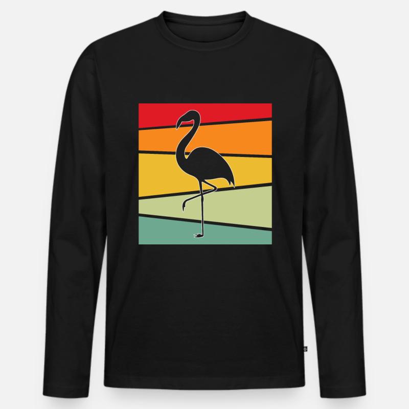 Flamingo Retro - Männer Premium Bio Langarmshirt - Schwarz