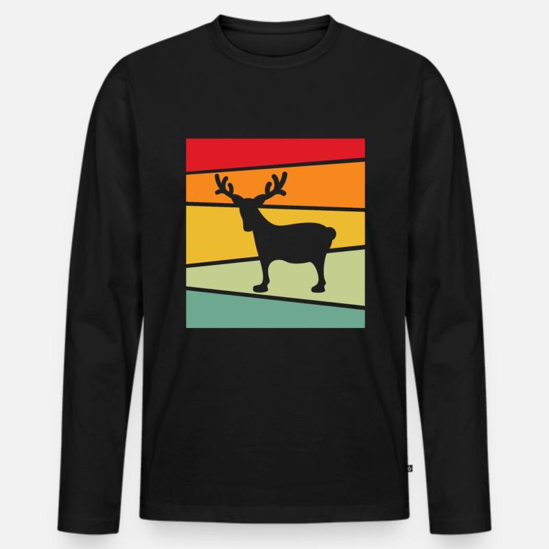 Elch Retro - Männer Premium Bio Langarmshirt - Schwarz