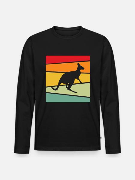 Kangourou Rétro - T-shirt manches longues Premium bio Homme - noir