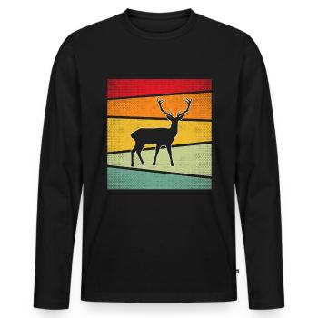 Hirsch Retro - Men's Premium Organic Long Sleeve Shirt - black - Front - Nico (187cm)