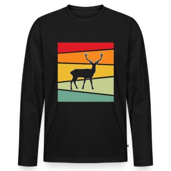 Hirsch Retro - Men's Premium Organic Long Sleeve Shirt - black - Front - Nico (187cm)