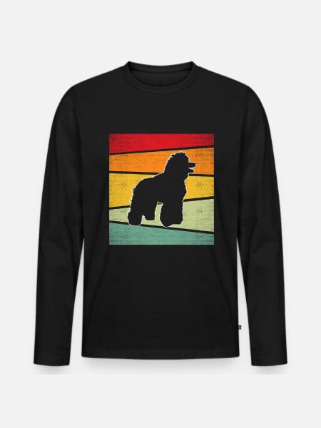 Caniche Rétro - T-shirt manches longues Premium bio Homme - noir